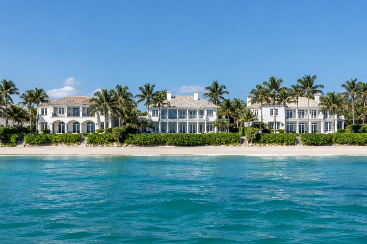 Palm Beach oceanfront estates seen from the water